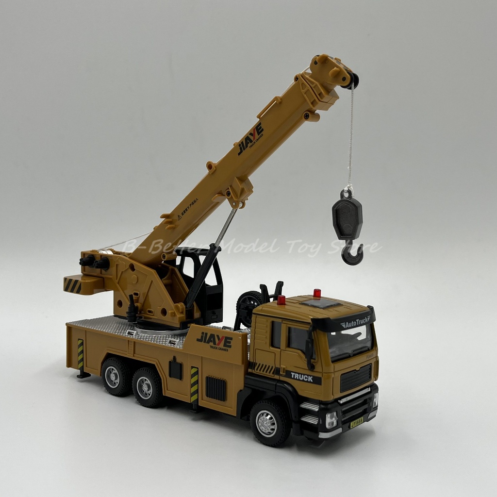 1:50 壓鑄建築模型玩具起重機卡車升降器迴力帶聲光兒童