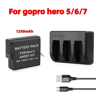 適用於 GoPro 5/6/7 黑色相機電池配件的 1250mAH 電池充電器
