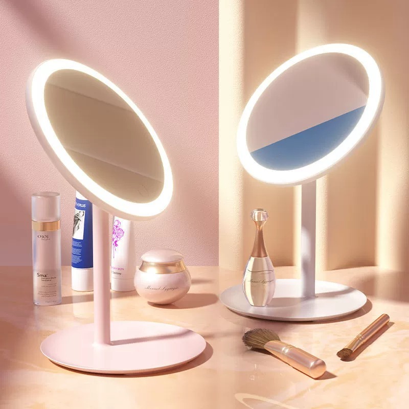 led 化妝鏡 冷色光 梳妝鏡 臺式 桌面摺疊補光鏡 觸控開關 智能 美妝鏡子