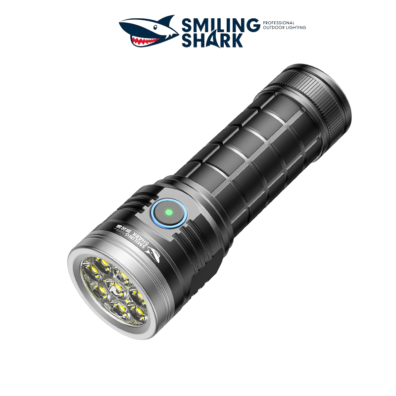微笑鯊正品 SD7137 强光手電筒 LED*8 聚光超亮遠射 Tyep C可充電手電筒 防水 戶外登山露營應急照明