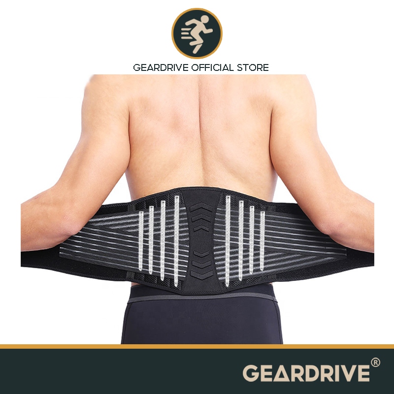 GEARDRIVE 彈簧護腰,可調整腰部支撐帶,緩解背部痠痛,適用於工作久坐,運動健身，搬重物腰部支撐