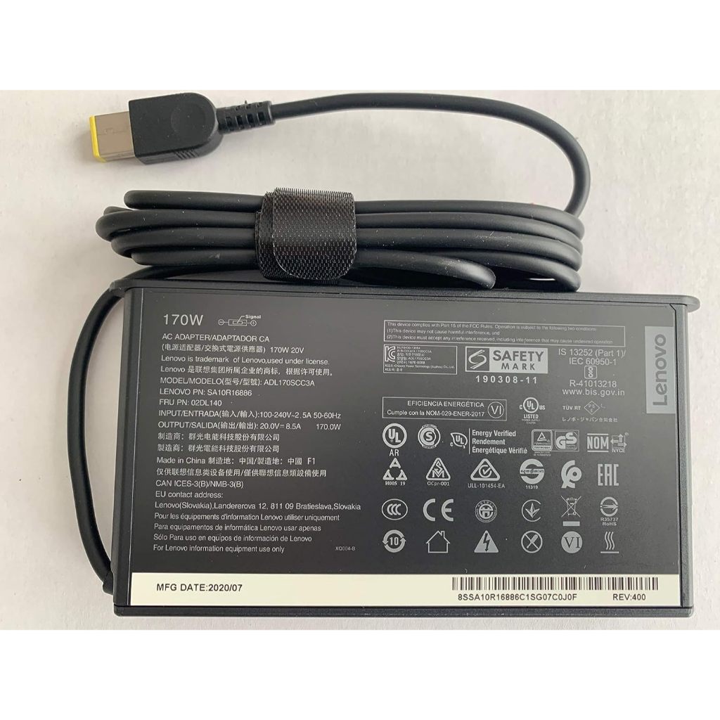 LENOVO 全新正品超薄設計聯想 20V 8.5A 170W 交流適配器,適用於聯想 ThinkPad P73,兼容