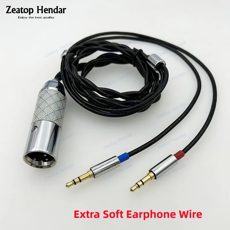 索尼 鍍銠 XLR 4Pin 公頭轉雙 3.5mm 6N 銅銀合金升級耳機線適用於 HIFIMAN HE400 SONY