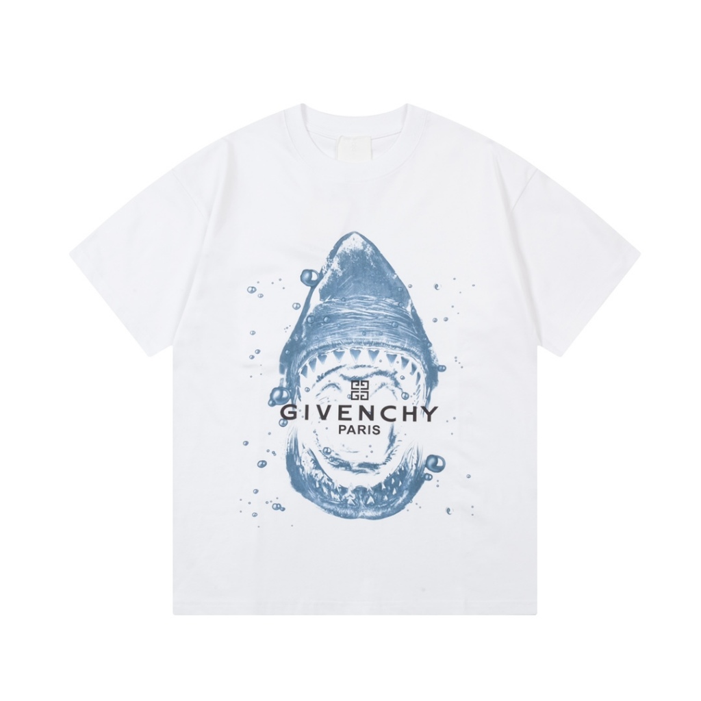 GIVENCHY 紀梵希 立體鯊魚 噴墨印花 標識精緻升級，靈感源自八十年代復古 原版材質 官方同款  短袖T恤