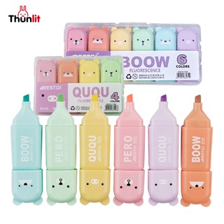 thunlit 螢光筆套裝迷你卡通 6 色裝飾記號筆適合學生 diy 日記和規劃師