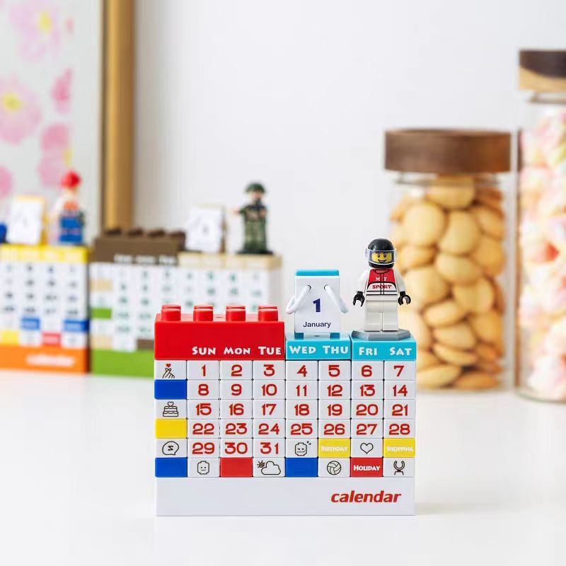DIY趣味積木萬年曆可拼接 環保積木日曆 桌面檯曆  月曆 桌曆 創意學生日曆 擺飾 益智玩具 交換禮物