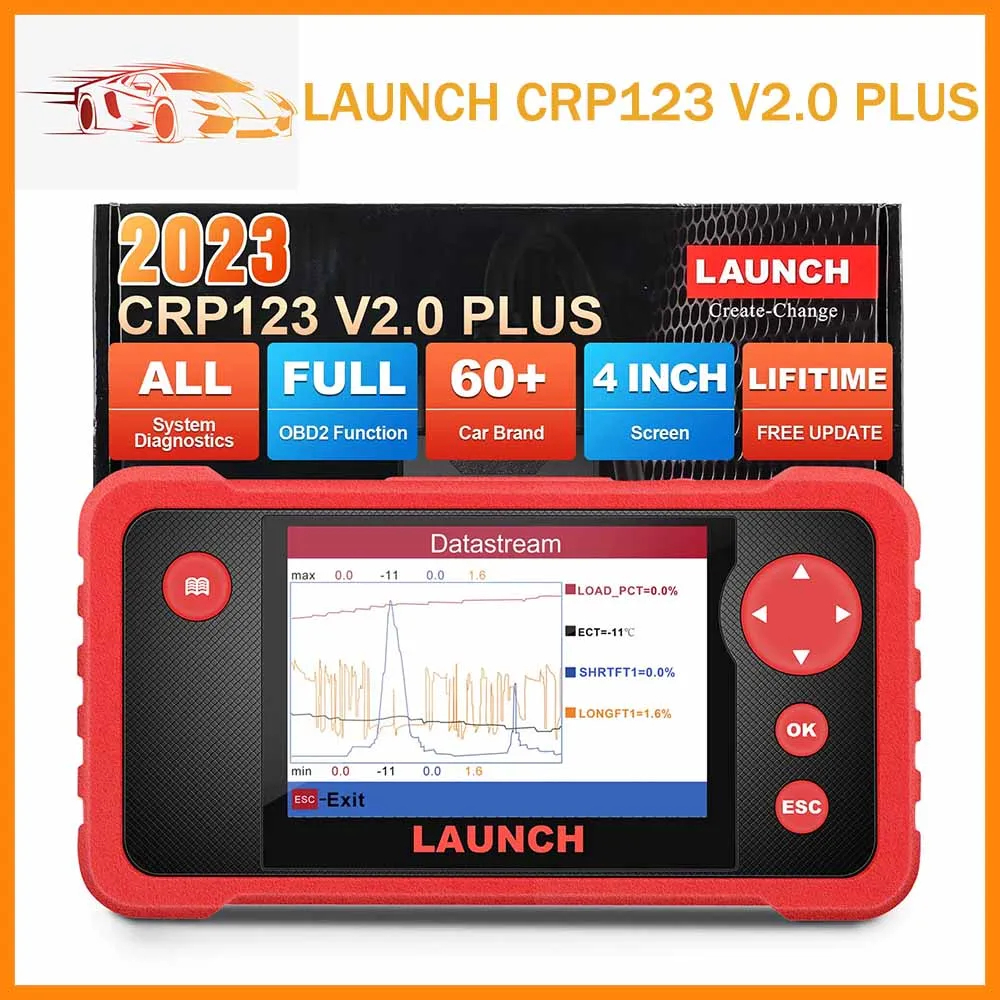 Launch X431 CRP123 V2.0 PLUS obd2 掃描儀自動讀碼器全系統診斷工具讀取清晰代碼終身免費更