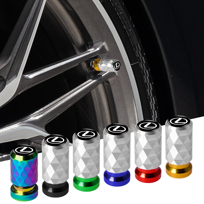 4 件裝時尚菱形汽車輪胎防漏蓋汽車標誌輪芯蓋適用於雷克薩斯 ES300 RX330 RX300 GS300 IS250