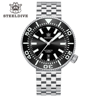 【STEELDIVE】SD1976P一件式式錶殼男士自動機械手錶 100Bar深度防水帶排氣閥 48mm大表盤