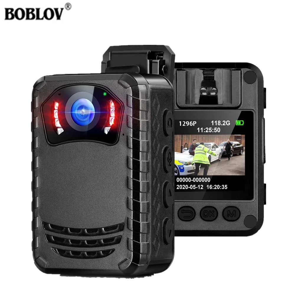 Boblov N9 便攜式機身迷你警用攝像機全高清 1296P 128GB 帶夜視 DVR 錄像機運動運動相機運動檢測