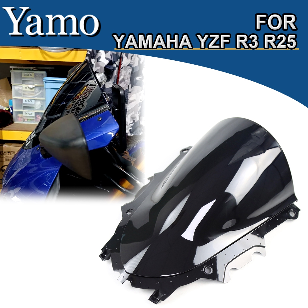 山葉 適用於雅馬哈 YZF R3 R25 2019 2020 2021 2022 摩托車擋風玻璃擋風玻璃 YZF-R3