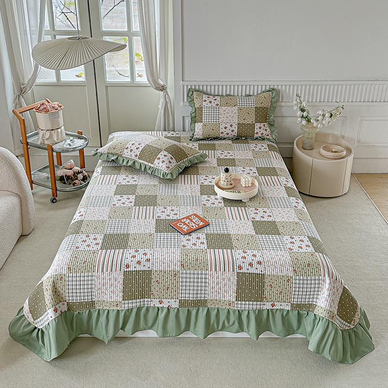 2024 新到貨花卉絎縫床罩 床蓋 適用於單人大床/特大號絎縫羽絨被床單 3 合 1 加厚床單床