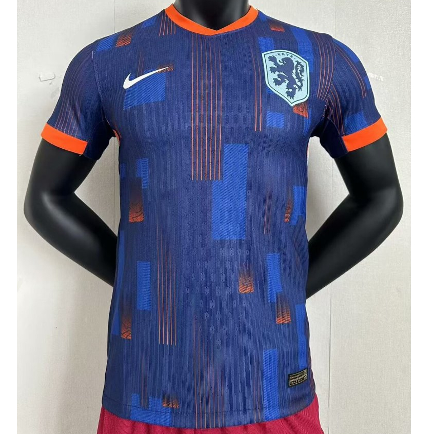 2024 年荷蘭球員版足球球衣男式客場藍色足球衫