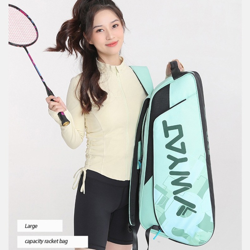 YWYAT C602新款時尚女大生羽球拍包大容量 3-6支裝羽球後背包單肩手提多功能羽球包網球包運動背包 帶獨立鞋倉