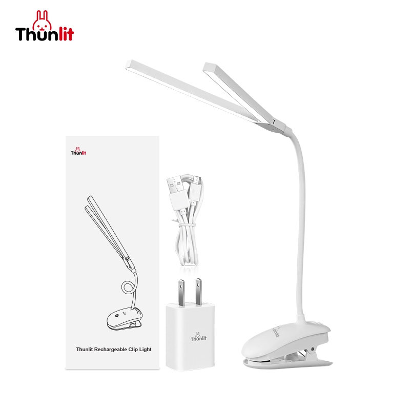 Thunlit 可充電夾燈 2000mAh雙燈頭USB可充電無級調光3種色溫
