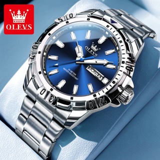 OLEVS 5560男表 防水時尚手錶男生 水鬼系列原裝不鏽鋼錶帶商務手錶 雙顯夜光錶