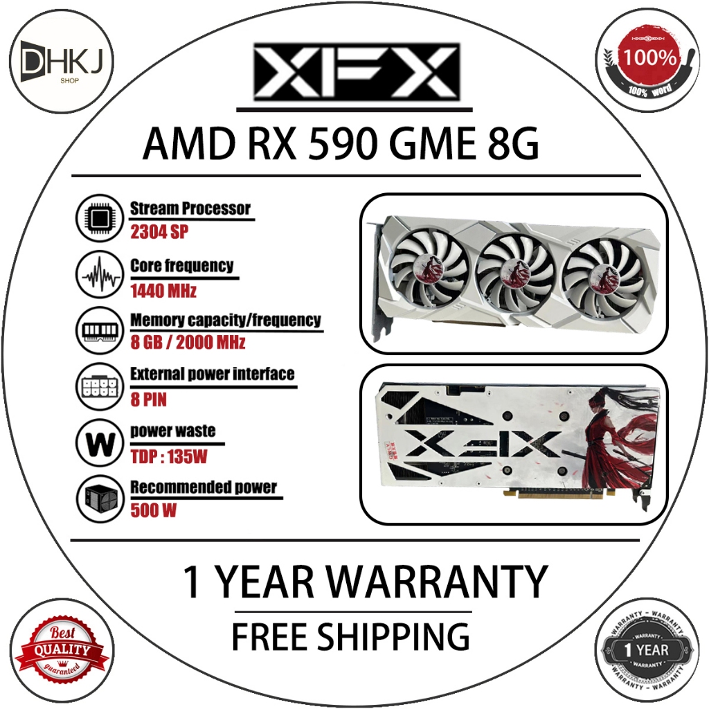 定制 XFX Radeon RX590GME 8GB 顯卡 2304sp GDDR5 256bit 遊戲顯卡 Direc