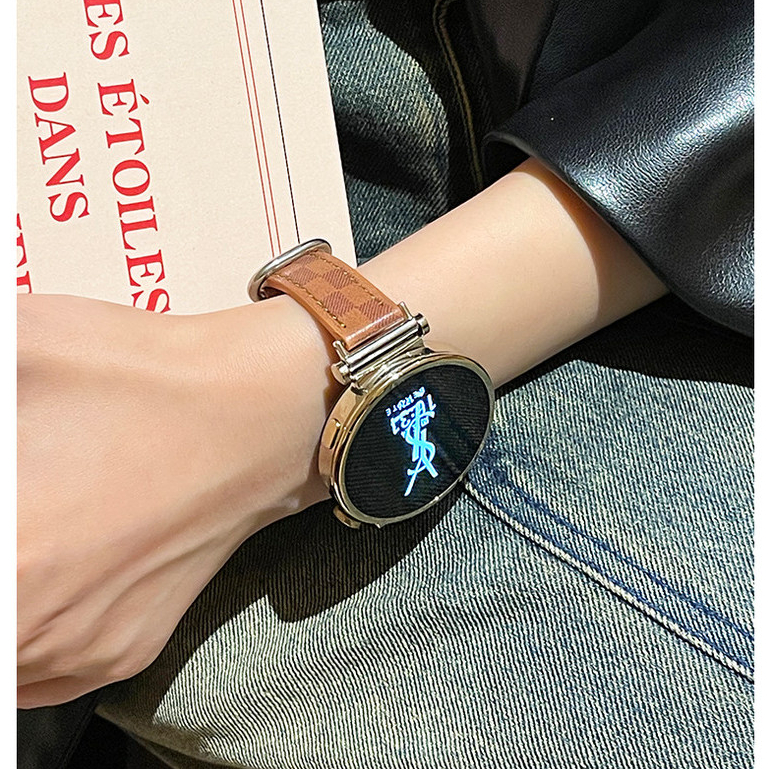 適用華為gt4 手錶錶帶41mm watch4pro真皮gt3pro女士GT2pro新款watch3pro方格皮質環扣2
