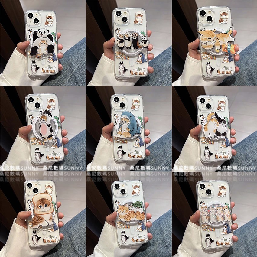 磁吸支架 貓福珊迪 磁吸手機殼 mofusand 貓咪手機殼 適用 iphone 15 14 13 12 pro max