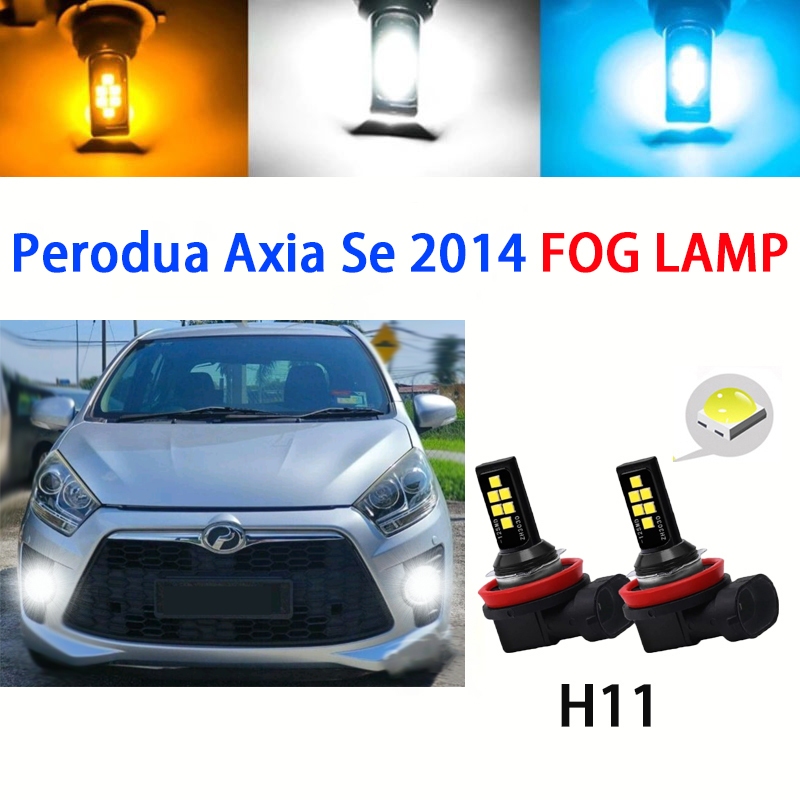 Perodua Axia Se 2014 霧燈 LED 燈泡冰藍色白色黃色 Lampu 聚光燈運動燈 Mentol Ke