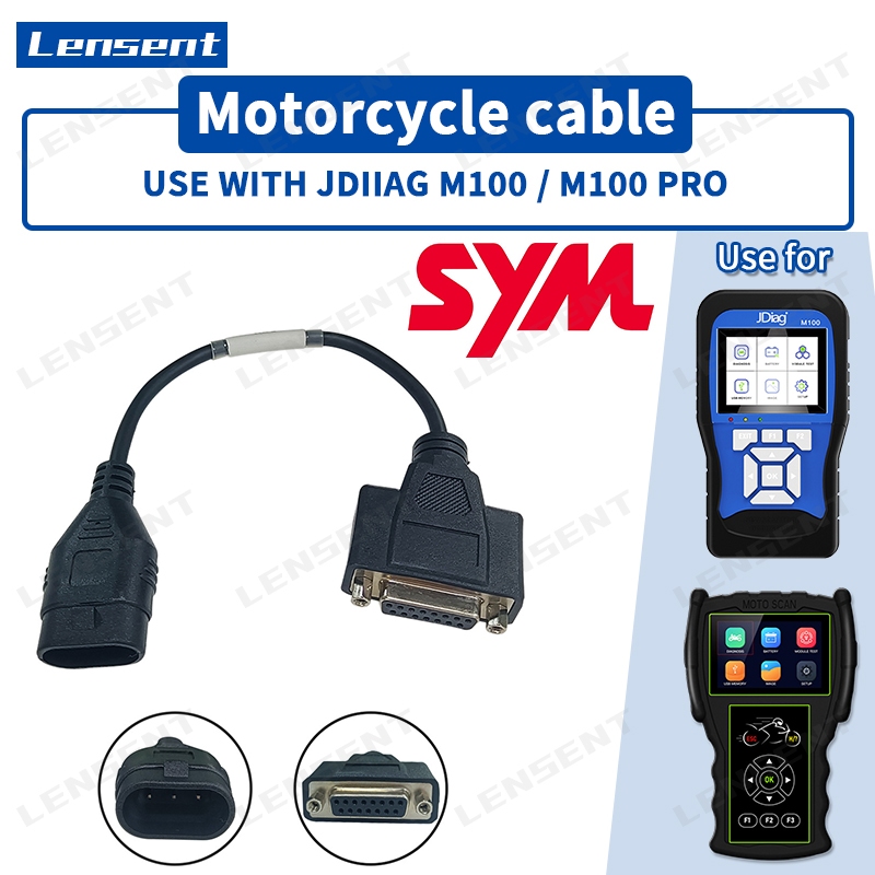 Lensent SYM 3pin JDIAG M100 M100 PRO 摩托車檢測器專用 SYM 摩托車線 M200