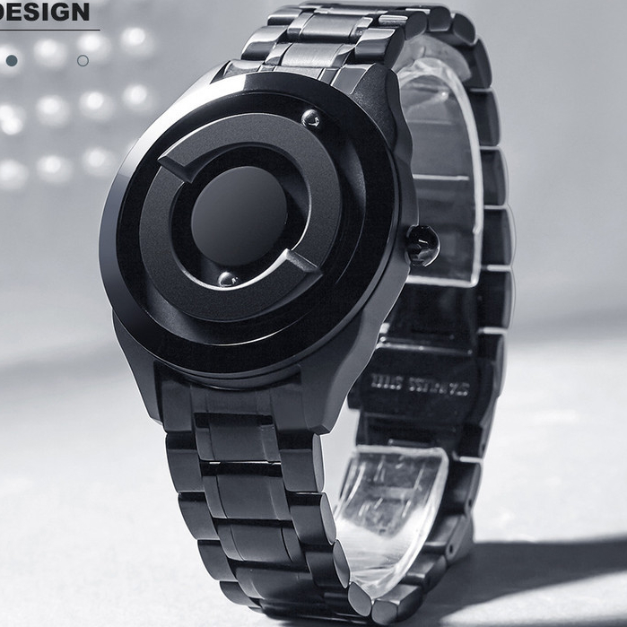 Eutour 男士磁珠個性創造運動手錶酷概念無邊框時尚設計手錶不銹鋼