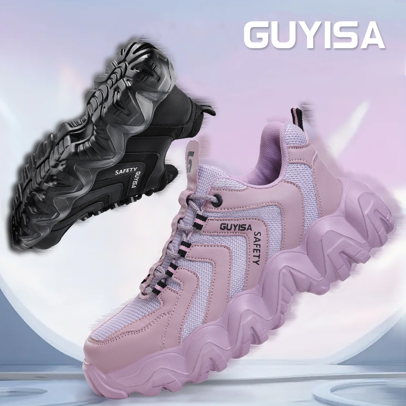 Guyisa安全鞋超輕透氣鋼頭防砸防刺黑3073