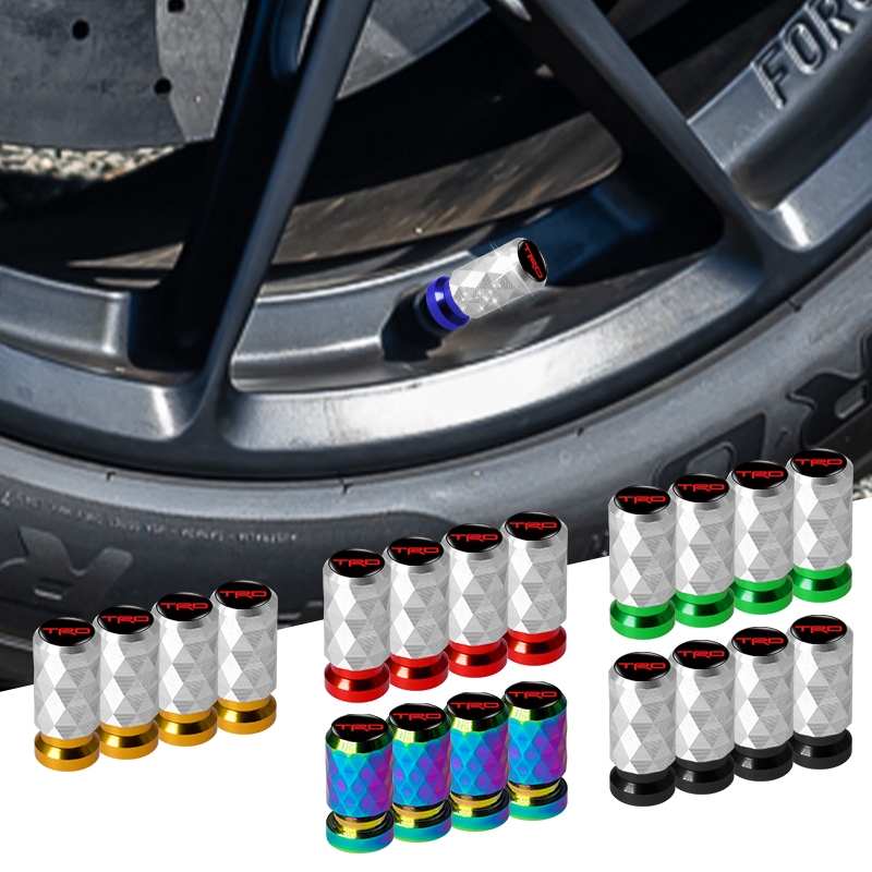 CAMRY 4 件裝合金菱形汽車輪胎防塵蓋汽車輪胎保護罩適用於豐田 TRD Hilux 普拉多卡羅拉凱美瑞塔科馬雅力士