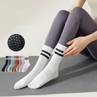 D450瑜伽襪子女專業防滑腳底顆粒中筒普拉提運動健身襪