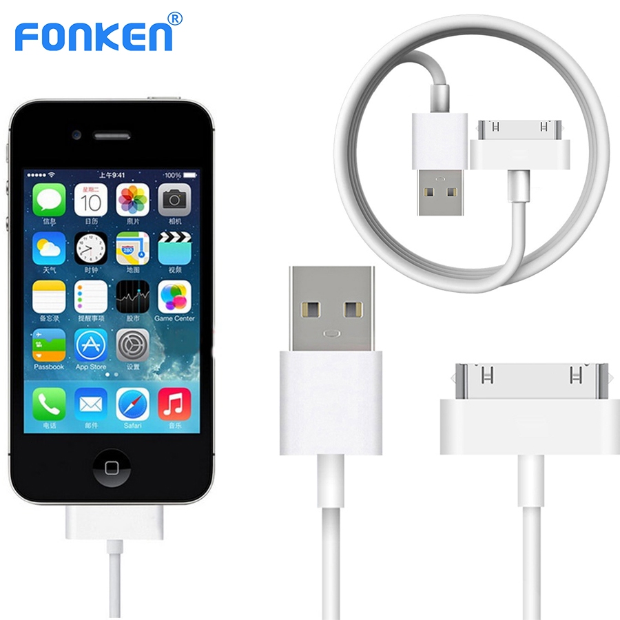 Fonken 30 針 USB 充電線適用於 iPhone 4S 4 3GS iPad 1 2 3 iPod 充電