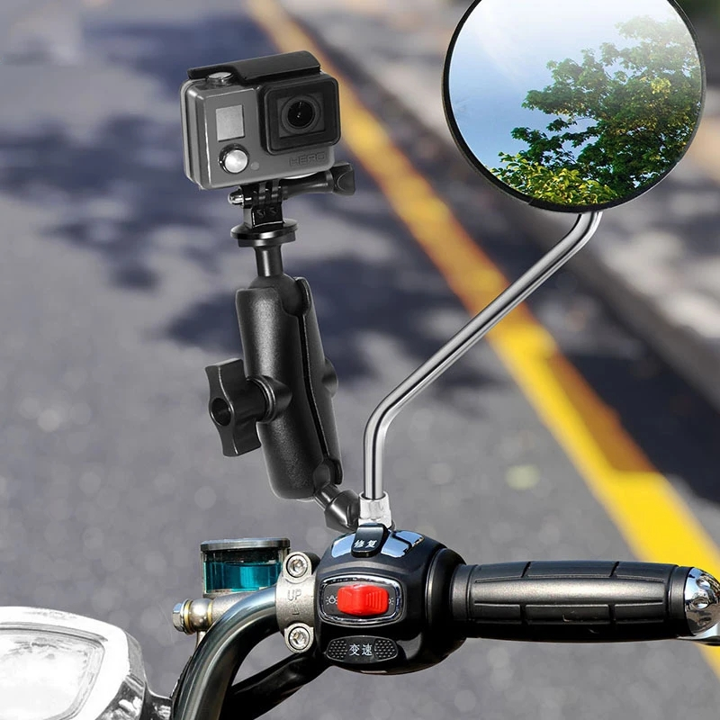 摩托車相機支架車把後視鏡安裝支架 1/4 金屬自行車支架適用於 Insta360 X 4/X3/ACE/PRO/GO 3