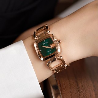 Guou手錶女士新款方形鋼錶帶手錶品牌簡約優雅女士手錶