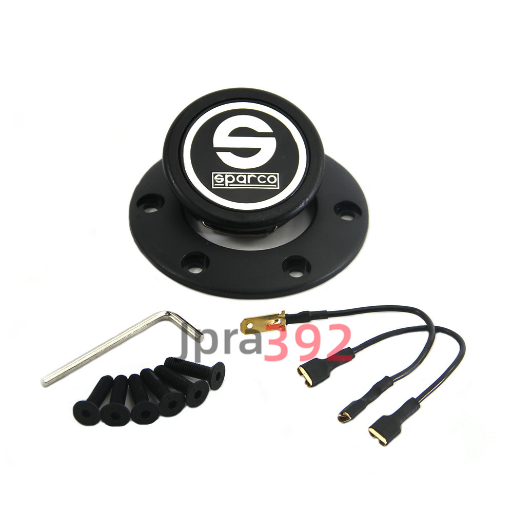Sparco 通用款改裝方向盤替換喇叭按鈕  賽車風格喇叭按鍵 方向盤中心按鈕開關 + 螺絲和電線+外圈