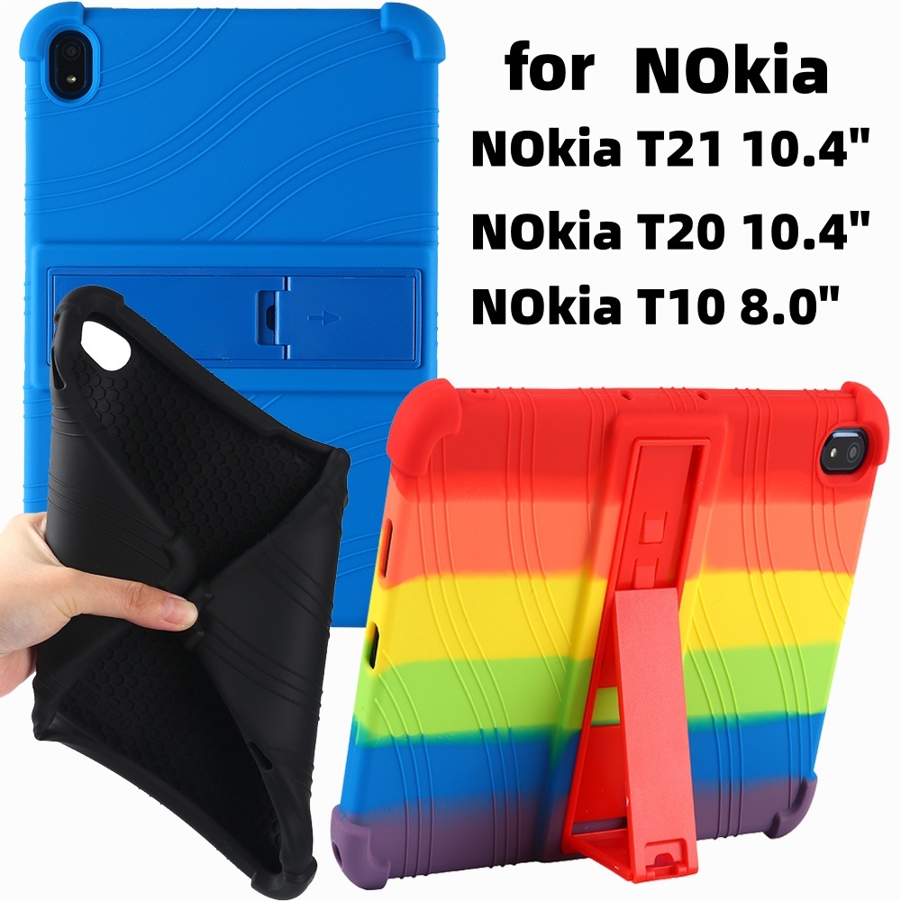 NOKIA 適用於諾基亞 T21 T20 T10 10.4 8.0 英寸平板電腦保護套防震支架軟矽膠 Coque