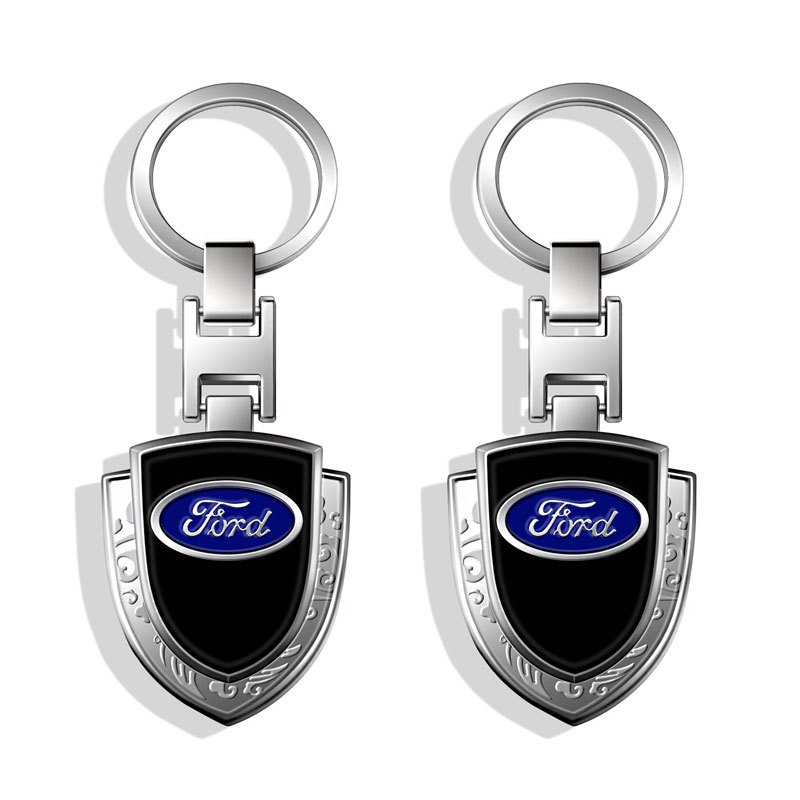 汽車鑰匙扣 3D 金屬汽車造型鑰匙圈鏈創意吊墜適用於福特福克斯 MK2 MK3 Kuga Mustang Fiesta