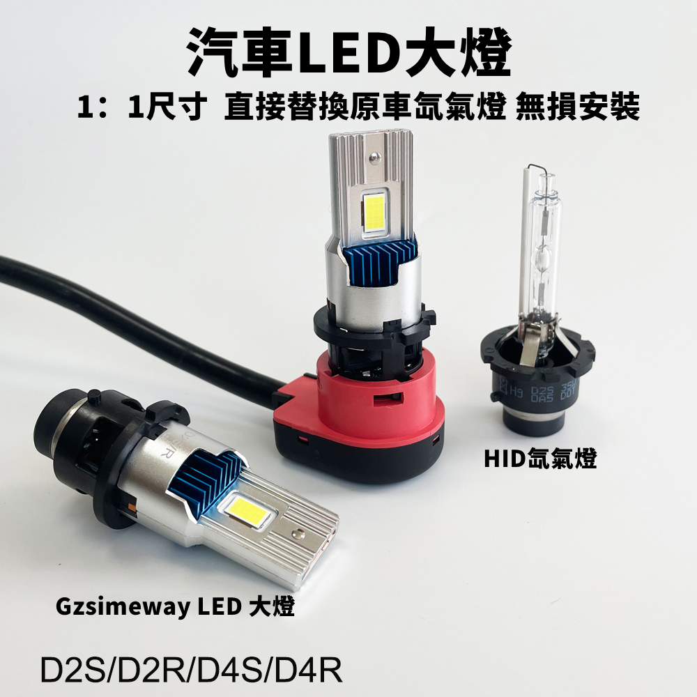 【新品現貨一組】直插式D2S D2R D4S DR4汽車LED大燈頭燈 内置解碼 1:1尺寸直插原厰HID鎮流器 車燈