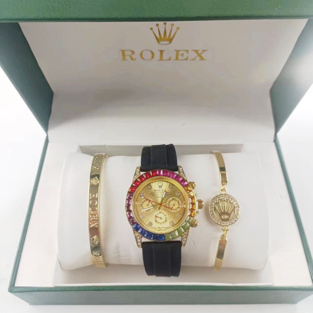 Rolex彩虹迪矽膠錶帶首飾套裝