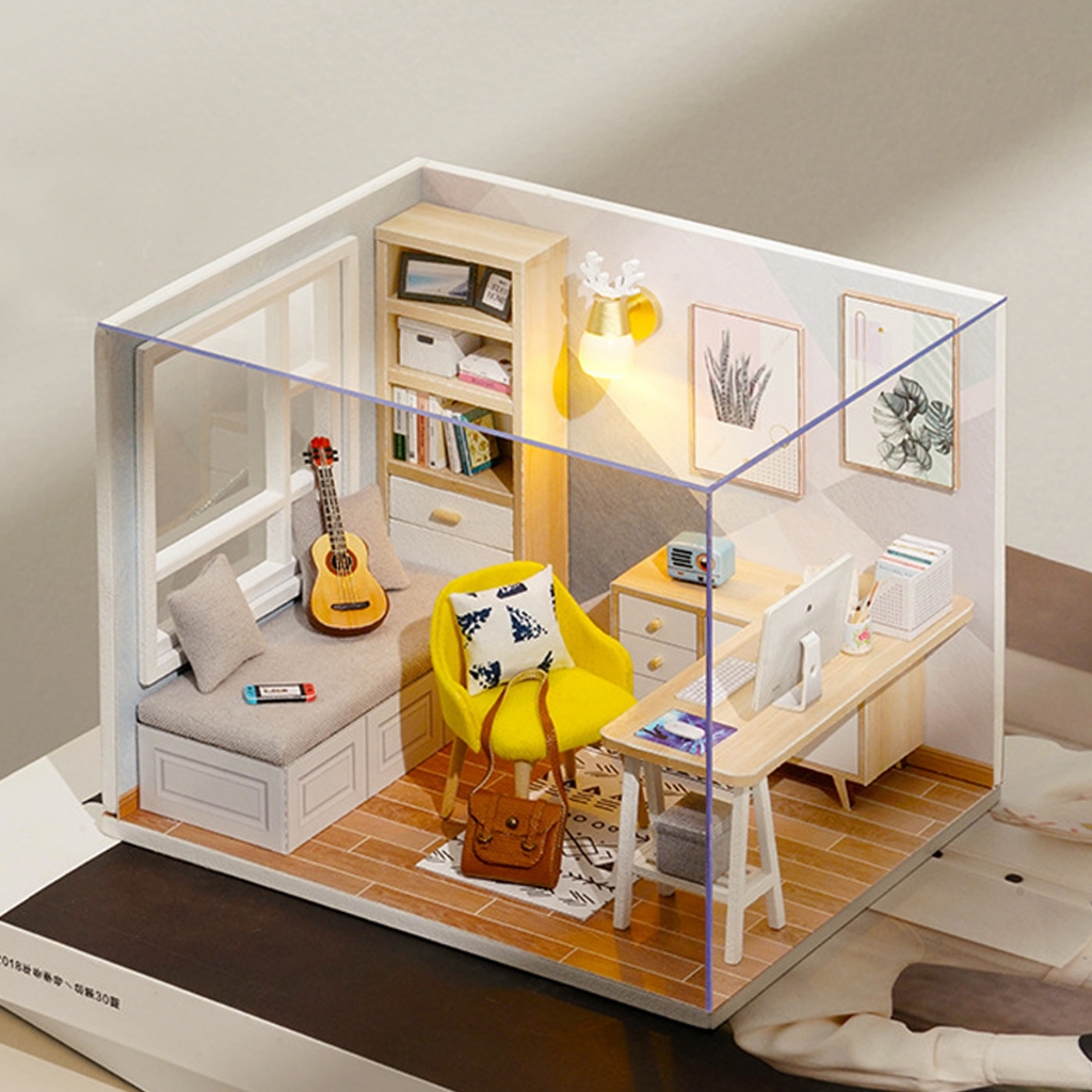 Cutebee DIY 娃娃屋 3D 微型房子木製拼圖包括防塵罩