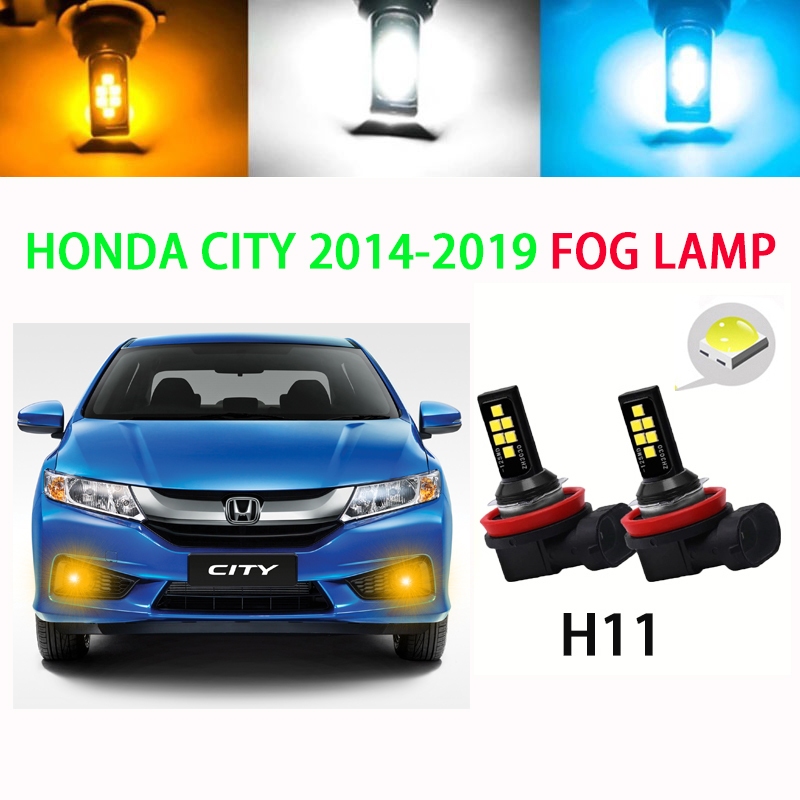 HONDA 2 件裝 H11 亮白色黃色 LED 霧燈駕駛燈 DRL 燈泡適用於本田城 2014-2019