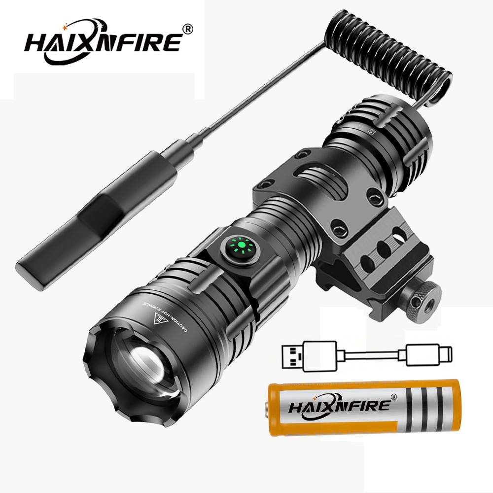 Haixnfire H48 戶外野營燈 4500 流明 LED 手電筒伸縮變焦 USB 可充電