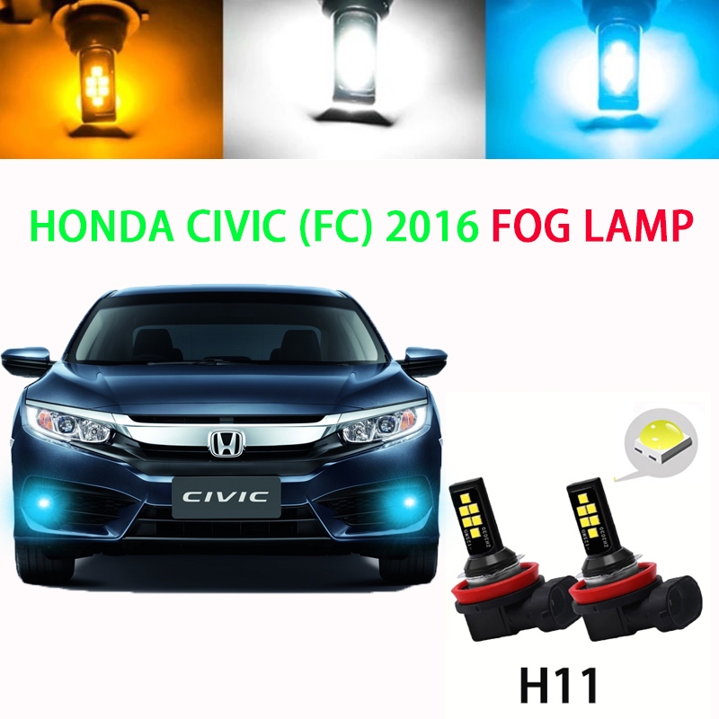 HONDA 2 件 LED 霧燈 6000K 汽車 LED 大燈 H11 適用於本田思域(FC)10thGen,2016