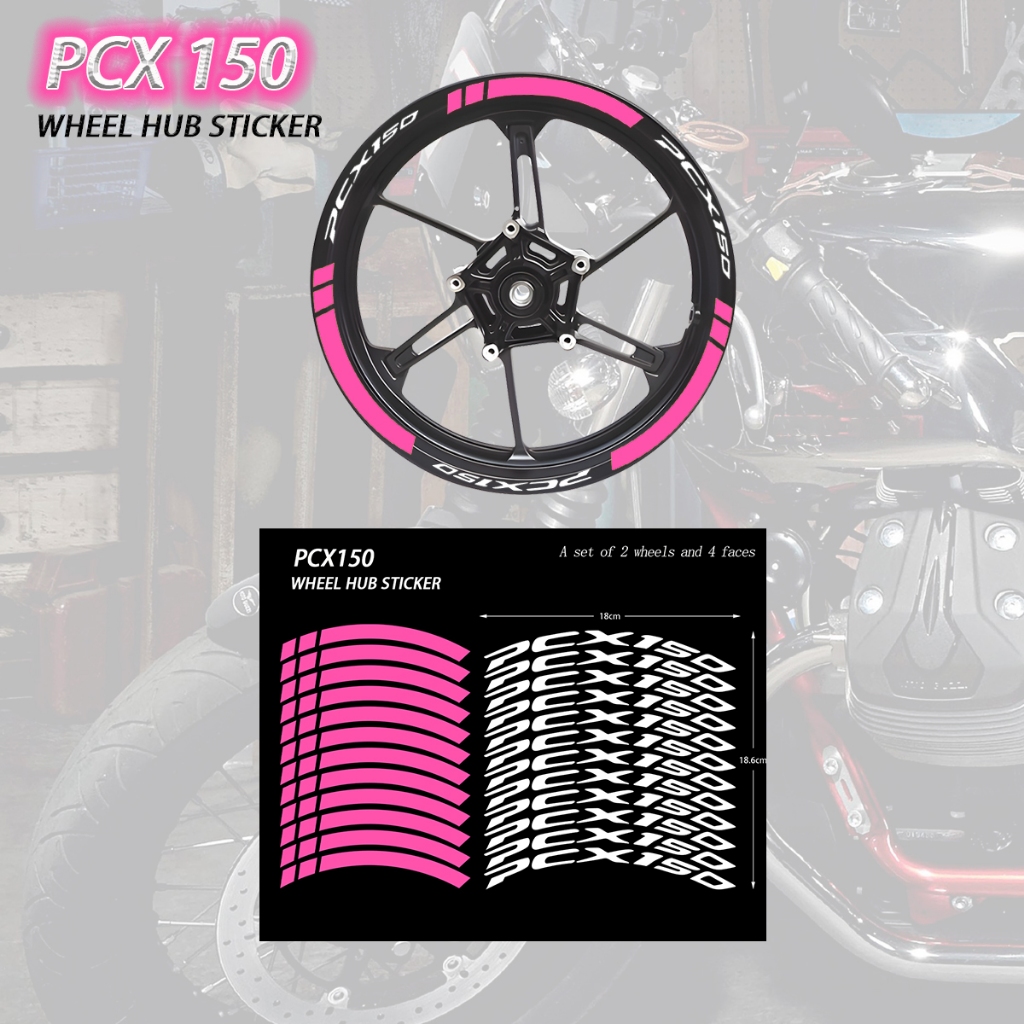 HONDA 1 套本田 PCx150 輪轂貼紙帶摩托車標誌貼紙 3D 樹脂反光車身輪輞防水貼紙配件
