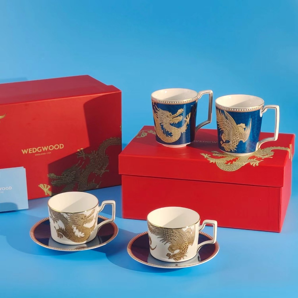 WEDGWOOD龍年新款東方傳奇咖啡餐具雙馬克杯對杯禮盒裝水杯