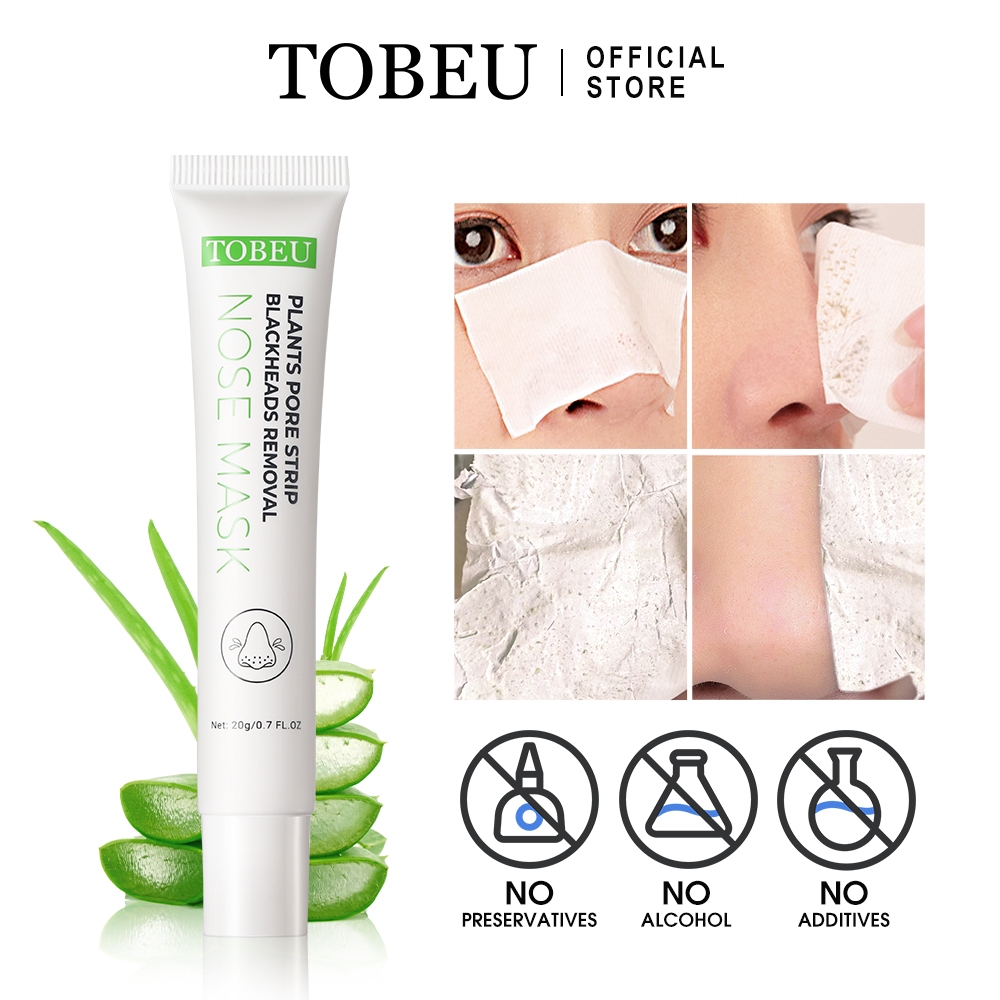 Tobeu 深層清潔去黑頭面膜控油鼻子黑頭清潔面膜去角質鼻貼面膜白頭粉刺去除凝膠 20g+50 片鼻紙