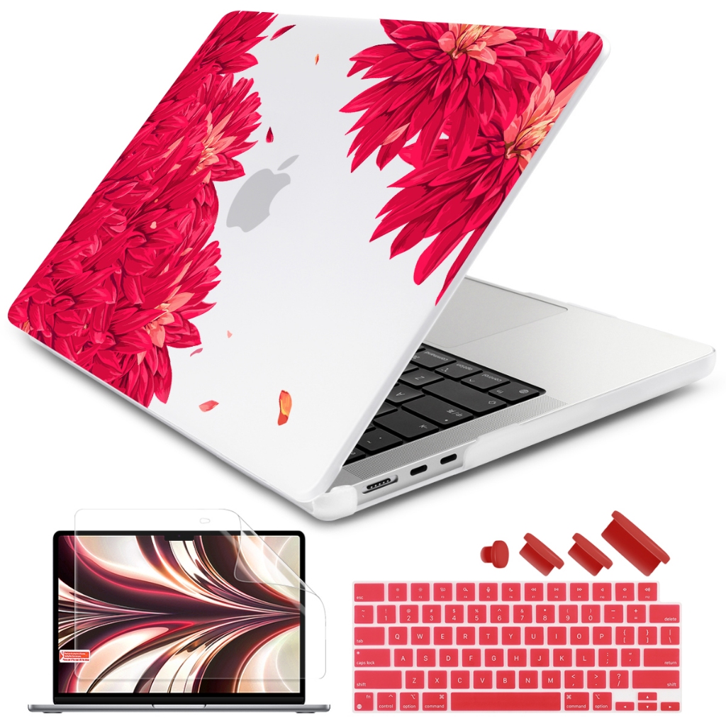 蘋果筆電霧面保護殼 MacBook Pro M1 M2 M3芯片花朵殼 MacBook Air 磨砂平面外殼