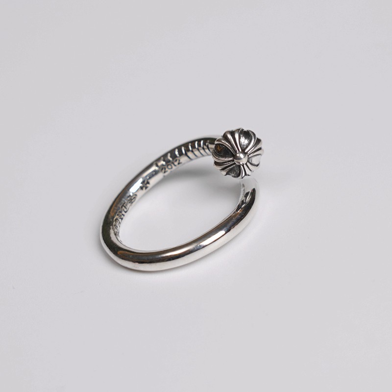 Chrome Hearts 克羅心CH 圓頭釘子十字花戒指 可調整凸版釘子十字花情侶戒指
