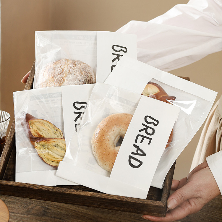 【現貨】【麵包袋】貝果 麵包 包裝袋 鹼水包 歐包 吐司 現烤 甜甜圈 分裝 透明 開窗 打包紙袋