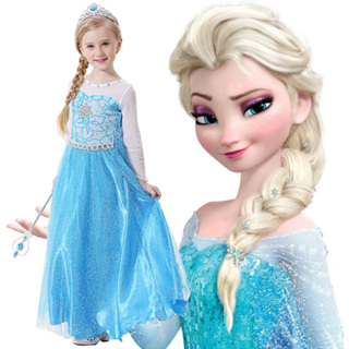 【現貨】女童冰雪奇緣frozen艾莎公主裙Elsa生日派對角色扮演cosplay服裝小洋裝聖誕節禮物女孩子連衣裙