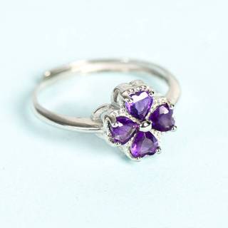 【設計款】紫水晶四葉草幸運戒指