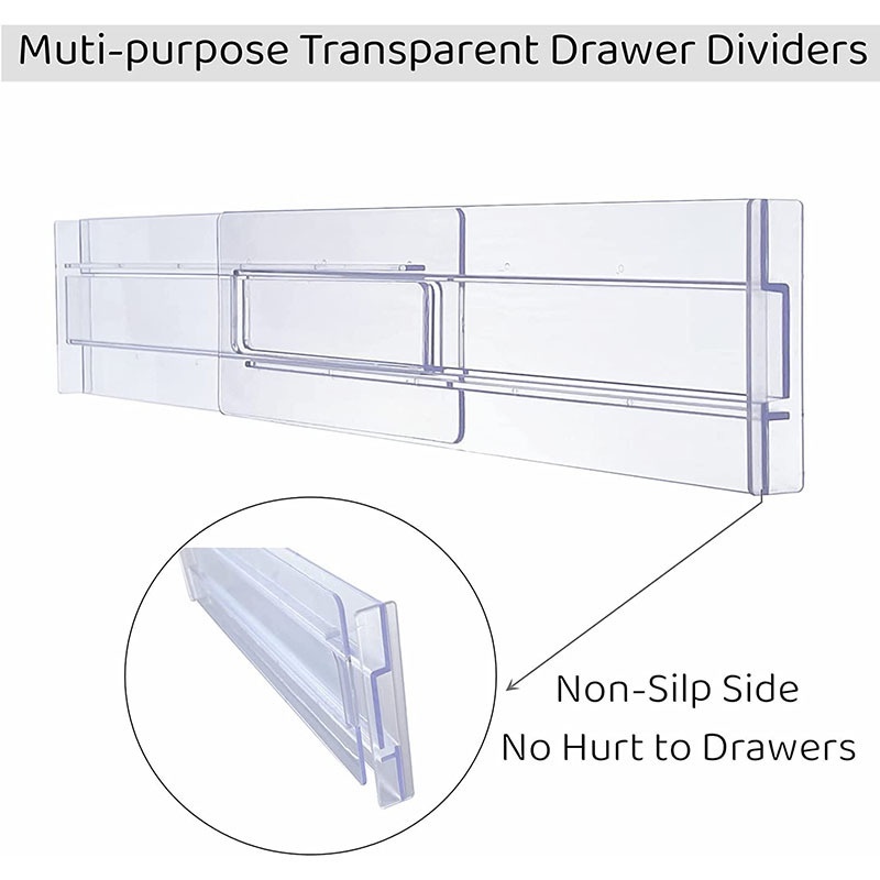 抽屜收納分隔板自由伸縮組合廚房隔斷條透明隔板萬能衣櫃分割神器